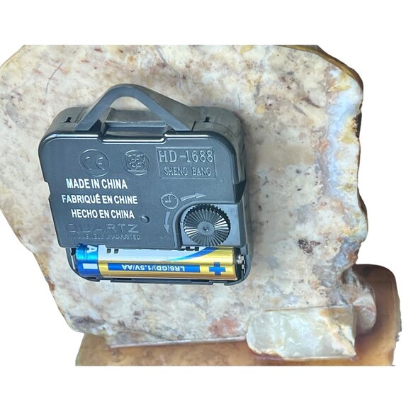 Quartz Stone Desk Clock Gold Hands & Numbers Tested Works Table Top Shelf VTG - Picture 3 of 9